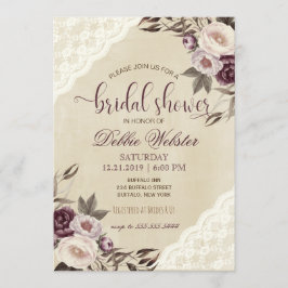 Djup Lila Peonies Inbjudningskort för möhippan