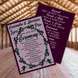 Djup Lila Rustic Bröllopsprogram Meny