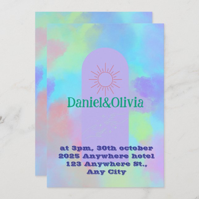 Djup Lila Soft Bröllop Saker Inbjudningar (Fram/baksida)