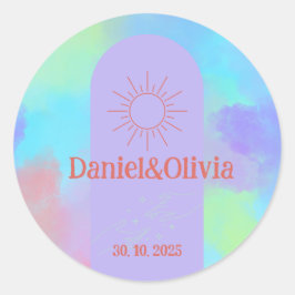 Djup Lila Soft Bröllop Saker Runt Klistermärke