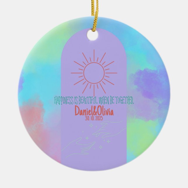 Djup Lila Soft Weeding Saker Julgransprydnad Keramik (Framsidan)