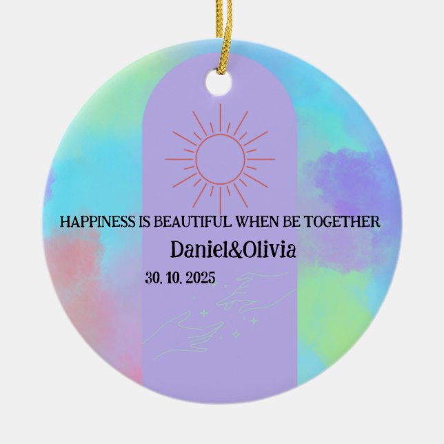 Djup Lila Soft Weeding Saker Julgransprydnad Keramik (Framsidan)