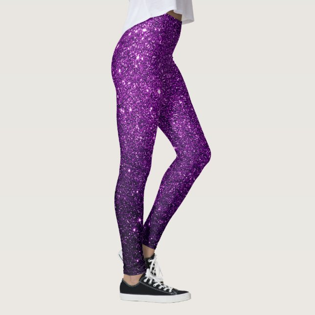 Djup Lila Sparkling Glitter Glam Leggings (Höger)