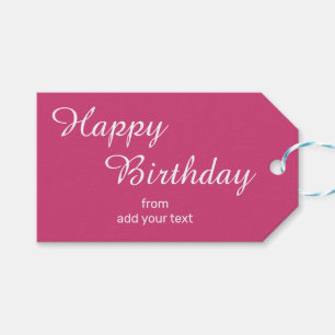 Djup Magenta - Rosa Birthday Gift-Märkre Presentetikett