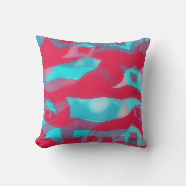 Djup Magenta Rosa och Blå Funky Pillow för Aqua Kudde (Framsida)