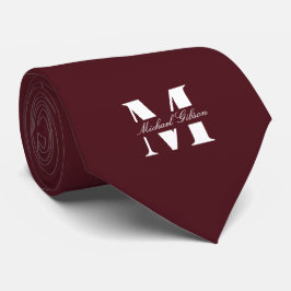 Djup Maroon | Anpassad Monogram Bröllop Trossherra Slips