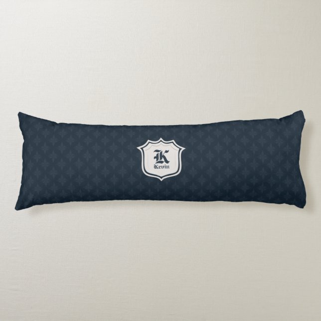Djup Monogram för klassikermarinanpassningsbar Kroppskudde (Framsidan)
