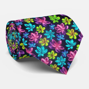 Djup Neon Gradient Blommönster Slips