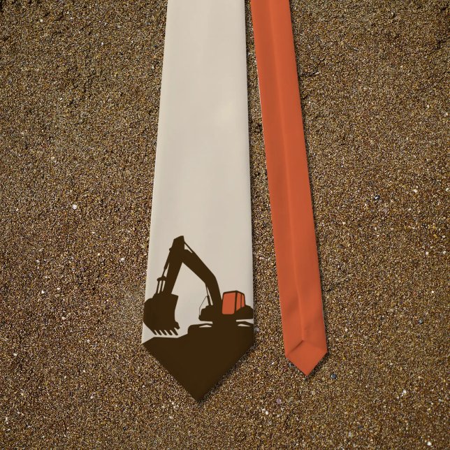 Djup Orange & Brun - Grävmaskin Slips (Deep Orange & Brown - Excavator Neck Tie)