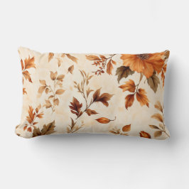 Djup Orange gul Vintage Blommigt Hösten Mönster Lumbarkudde