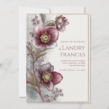 Djup Plommon Hellebore Guld Glitter Ram Bröllop