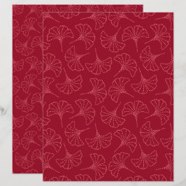 Djup Red Japansk Ginkgo Löv Scrapbook Papper