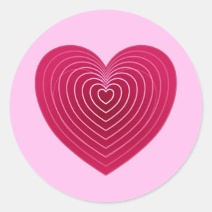 Djup ro-rött hjärta på blekens rosa runt klistermärke