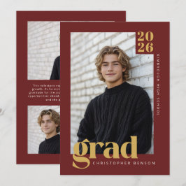 Djup Röda Guld Moderna Minimalistiska Fototexter E Inbjudningar