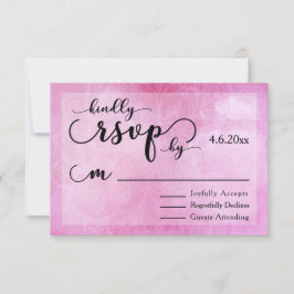 Djup Rosa Akvarell Mandala Modern Bröllop RSVP OSA Kort