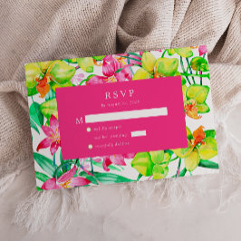 Djup Rosa Blommig Akvarell Bröllop RSVP Tilläggskort