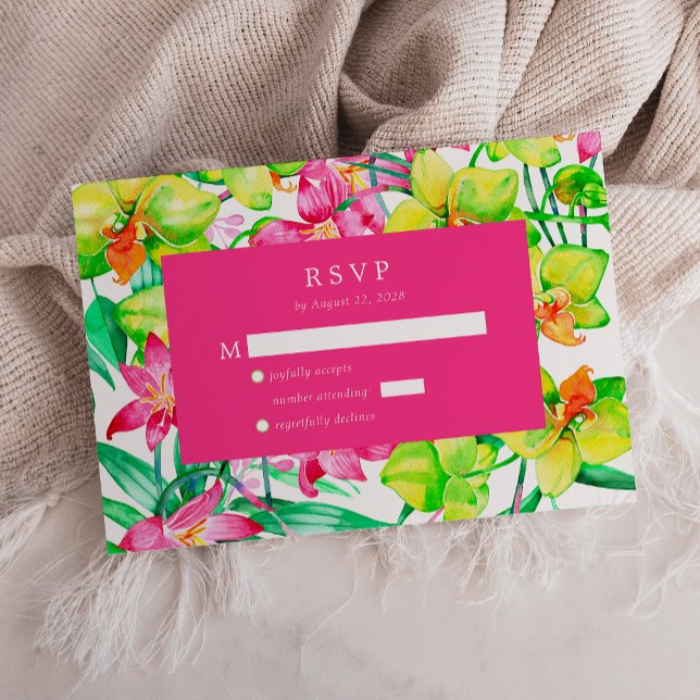 Djup Rosa Blommig Akvarell Bröllop RSVP Tilläggskort (Skapare uppladdad)
