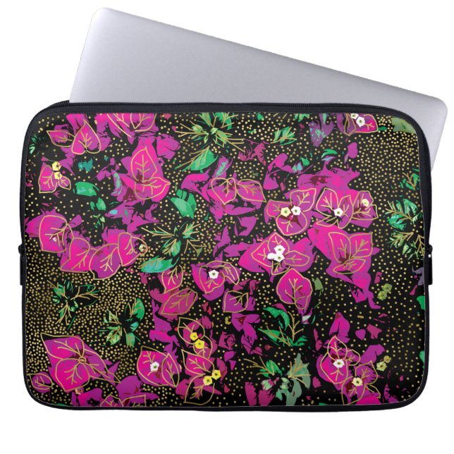 Djup Rosa Bougainvillea Prickmönster Laptop Fodral (Framsidan)