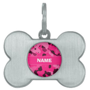 Djup Rosa Camo; Kamouflage Namnbricka Husdjur