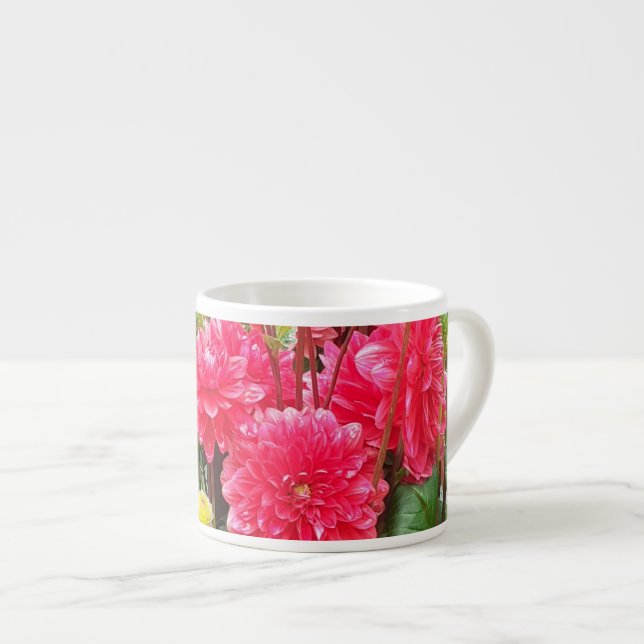 Djup Rosa Dahlias Espressomugg (Framsida höger)