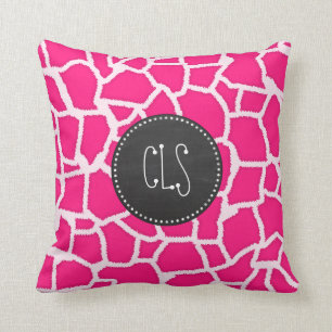 Djup Rosa Giraffe Animal Print; Skalkort Kudde