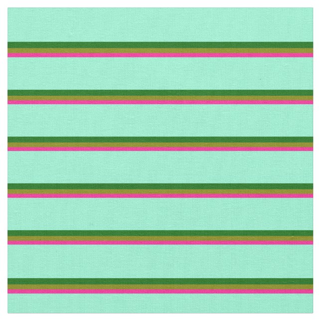 Djup Rosa, Grönt, Mörk grönt och akvamarint Linjer Tyg (Närbild)