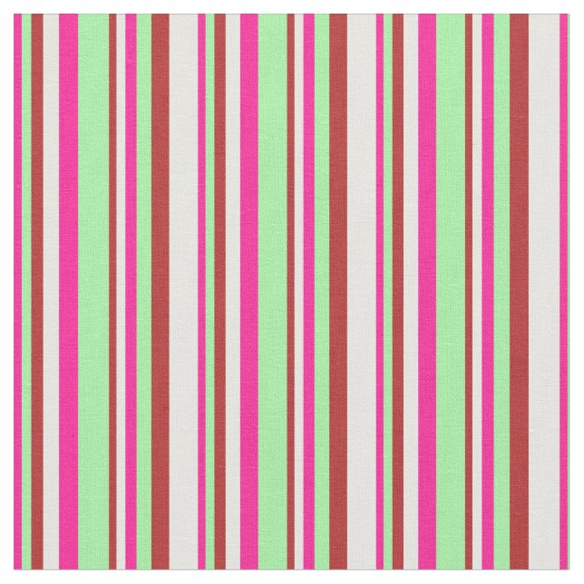 Djup Rosa, Grönt, rött och vit Färgad Mönster Tyg (Närbild)