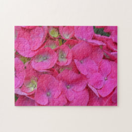 Djup Rosa Hydrangea Flower Petal Garden Puzzle Pussel