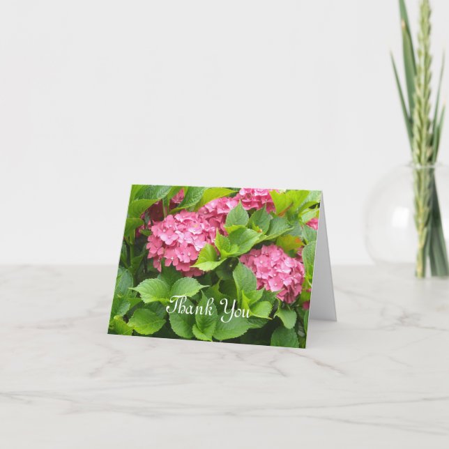 Djup Rosa Hydrangeas Tack Kort (Framsida)
