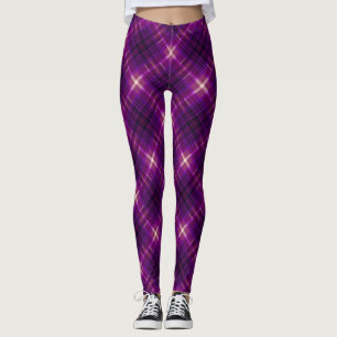 Djup Rosa Lila Modern Tartan Leggings
