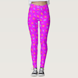 Djup rosa med små kyssformer i många färg leggings