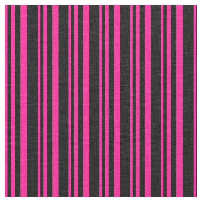 Djup Rosa och svart Färgad Rand/Linjer Mönster Tyg (Närbild)