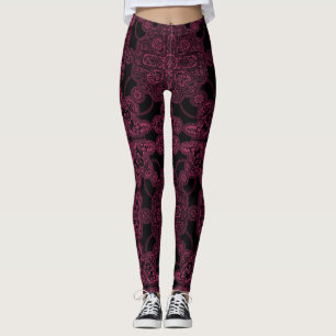 Djup rosa och svart persisk leggings
