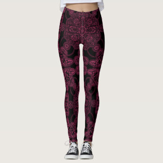 Djup rosa och svart persisk leggings