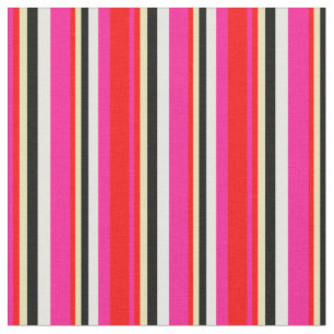 Djup Rosa, Röd, Tan, Svart och Mint Cream-Färgad Tyg