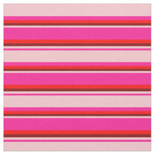 Djup Rosa, Rosa, Maron & Red Färgad Linjer Tyg