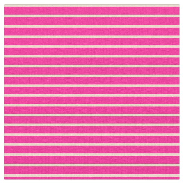 Djup Rosa & Tan Stripe/LINN Mönster Tyg (Närbild)