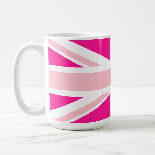 Djup rosa Union Jack Kaffemugg (Vänster)