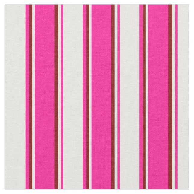 Djup Rosa, Vit och Maron Färgad Mönster Tyg (Närbild)