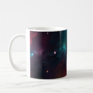 Djup rymd teal och orange nebulosa kosmisk konstmu kaffemugg