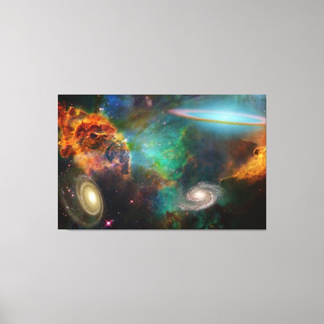 Djup rymd, vackra Färg Space Rays Canvas Art (Framsida)