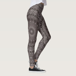 Djup sammetsvattenfärg-mandala i bruna nyanser leggings