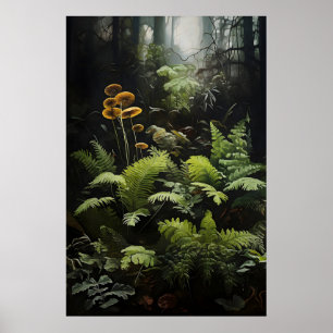 Djup Skogsfärn Och Svamp, Skogbevuxen Moody Poster