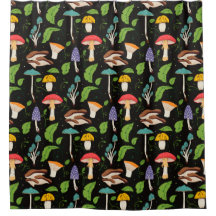 Djup Skogsmagi: Färgrika Svampar på Svart