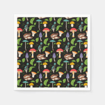 Djup Skogsmagi: Färgrika Svampar på Svart Bakgrund