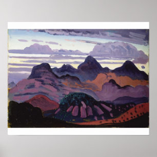 Djup skymning, Pyrenees, c.1912-13 (olja på panel) Poster