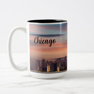 Djup solnedgång Chicago Två-Tonad Mugg