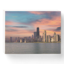 Djup solnedgång över Chicago