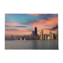 Djup solnedgång över Chicago