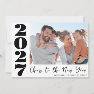 Djup Svart 2027 Nyårs Foto Semestern Julkort